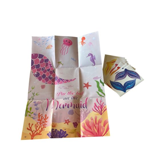 40 Piece Pin the Tail on The Mermaid Game for Kids Girls Birthday Party - Picture 3 of 3